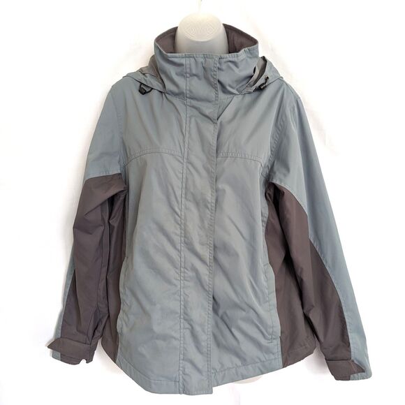 Champion Womens Medium Gray Hooded Nylon Jacket Wind Water Resistant Lined - Picture 1 of 12